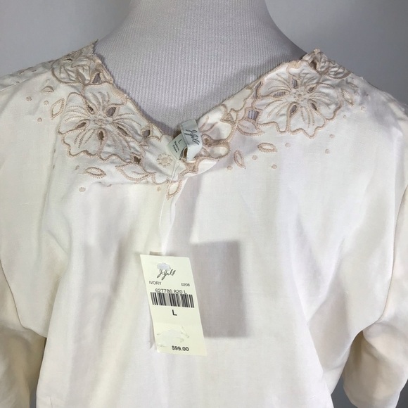 J Jill silk and linen blend embroidered cutout top - Picture 2 of 4
